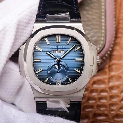 Patek Philippe Nautilus 5726 1A-014 PF Factory 1:1 Best Edition Replica Watch Moonphase Black Leather Strap Swiss Cal.324 S QA LU 24 H